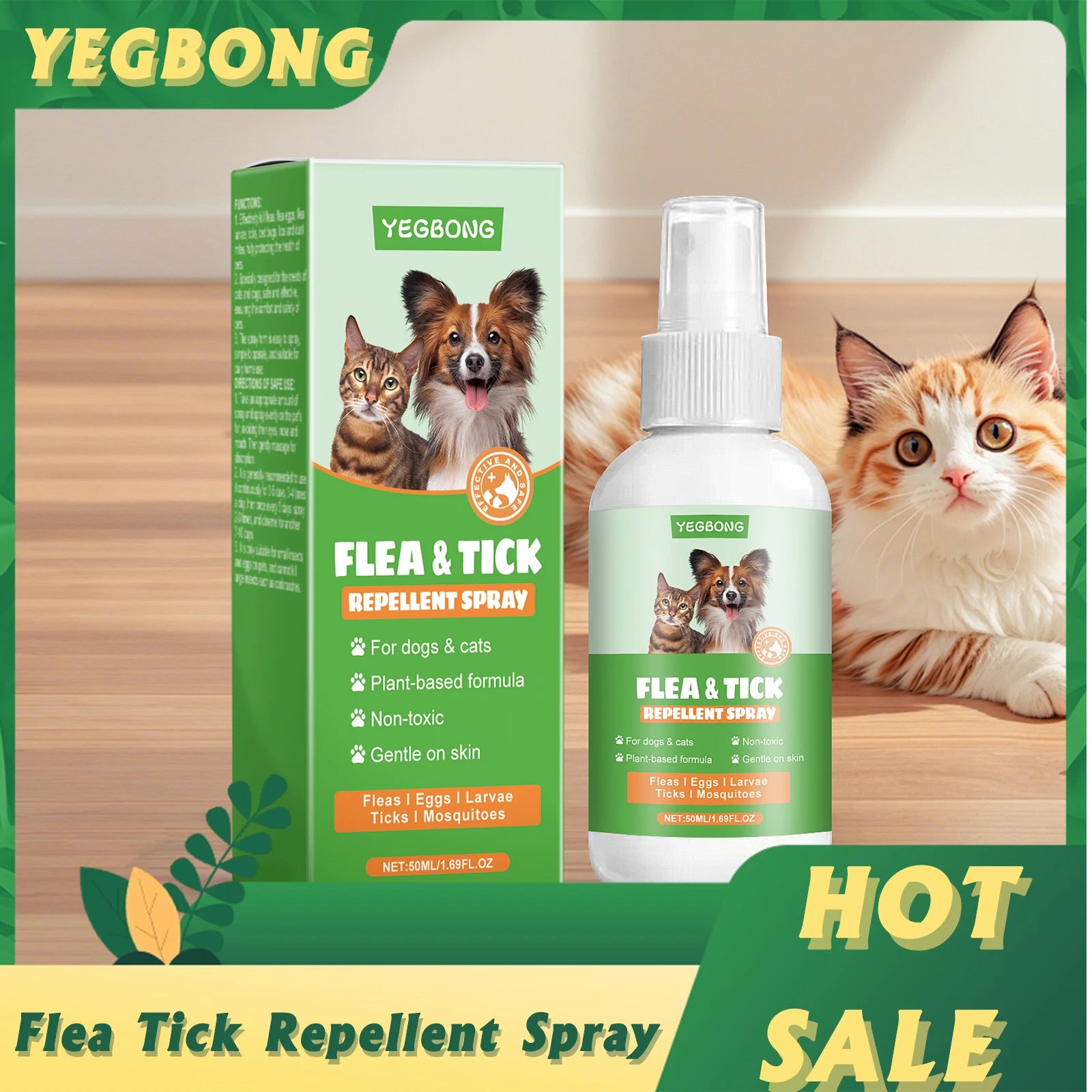 Pet Flea Tick Repellent Spray Effectively Reducing Fleas and Ticks Relieve Skin Itching Protect Health Fast-Acting Pet Repellent Qme Default Title