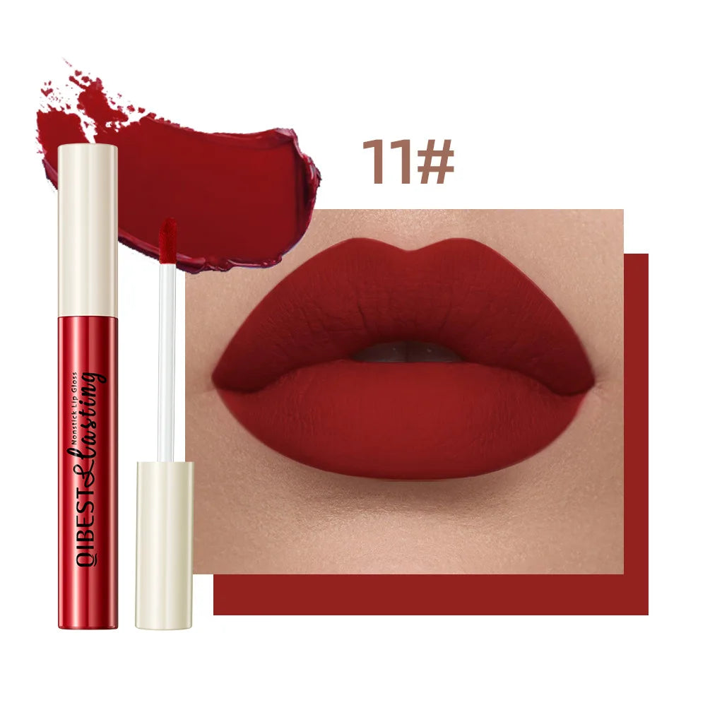 Nude Matte Lip Gloss 24 Colors Long-lasting Velvet Lipstick Waterproof Non-stick Cup Sexy Red Dark Lip Tint Makeup Cosmetic Qme 11