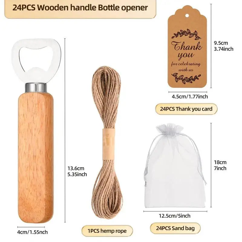 Stainless Steel Beer Bottle Opener With Wooden Handle Wedding Gifts For Guests Kitchen Bar Tools Promotion Gift With 24 Pcs Qme