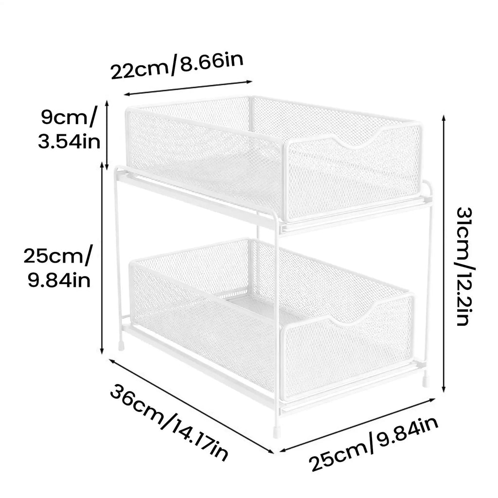 Sink Organizer Metal Large Capacity Pull-out Rack Kitchen Sponge Qme