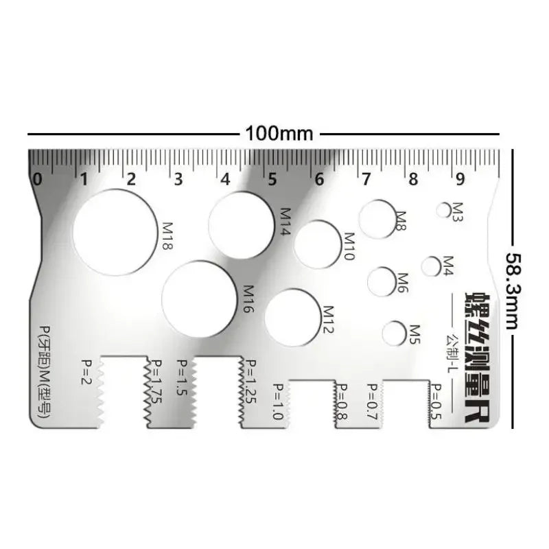 Screw Thread Pitch Gauge Ruler Measuring Tool Bolt Nut Metric Qme