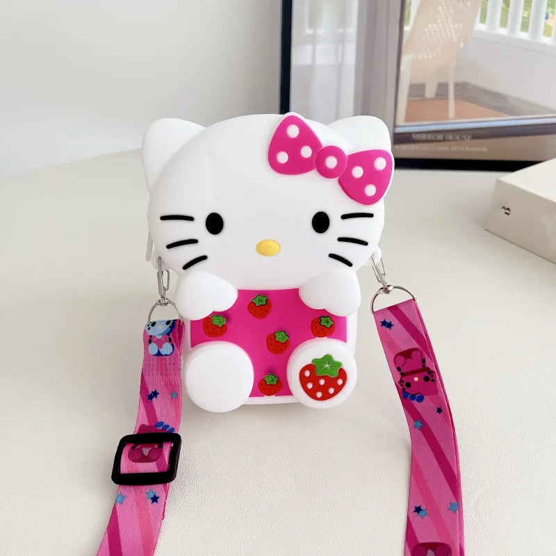Hello Kitty Cartoon Coin Purse Cute, Instagram-Style Fashion Bag for Students Silicone Key Crossbody Bag Qme 2