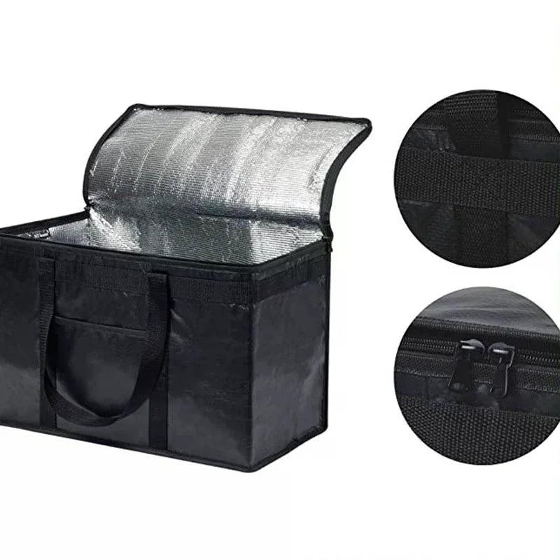 Large Insulated Delivery Bag Food Aluminum Foil Cooler Bag Foldable Portable Catering Grocery Bag Qme