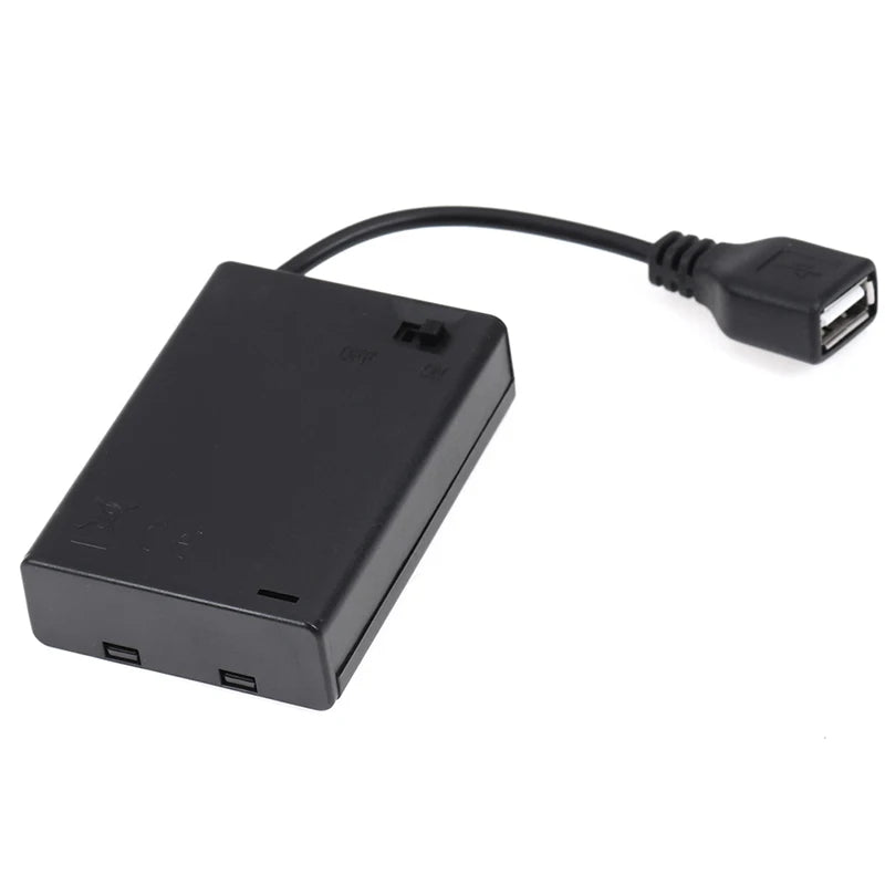 DC4 5V Portable Mini AA Battery Holder Storage Box Case USB Power Qme