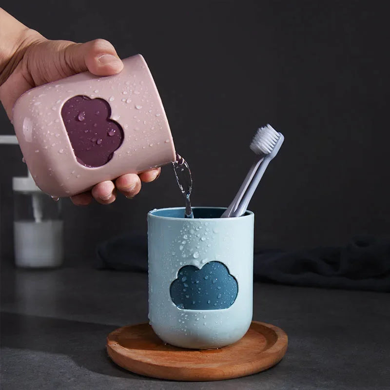 Cloud Pattern Toothbrush Cup Big Mouth Couples Cups Plastic Wash Qme