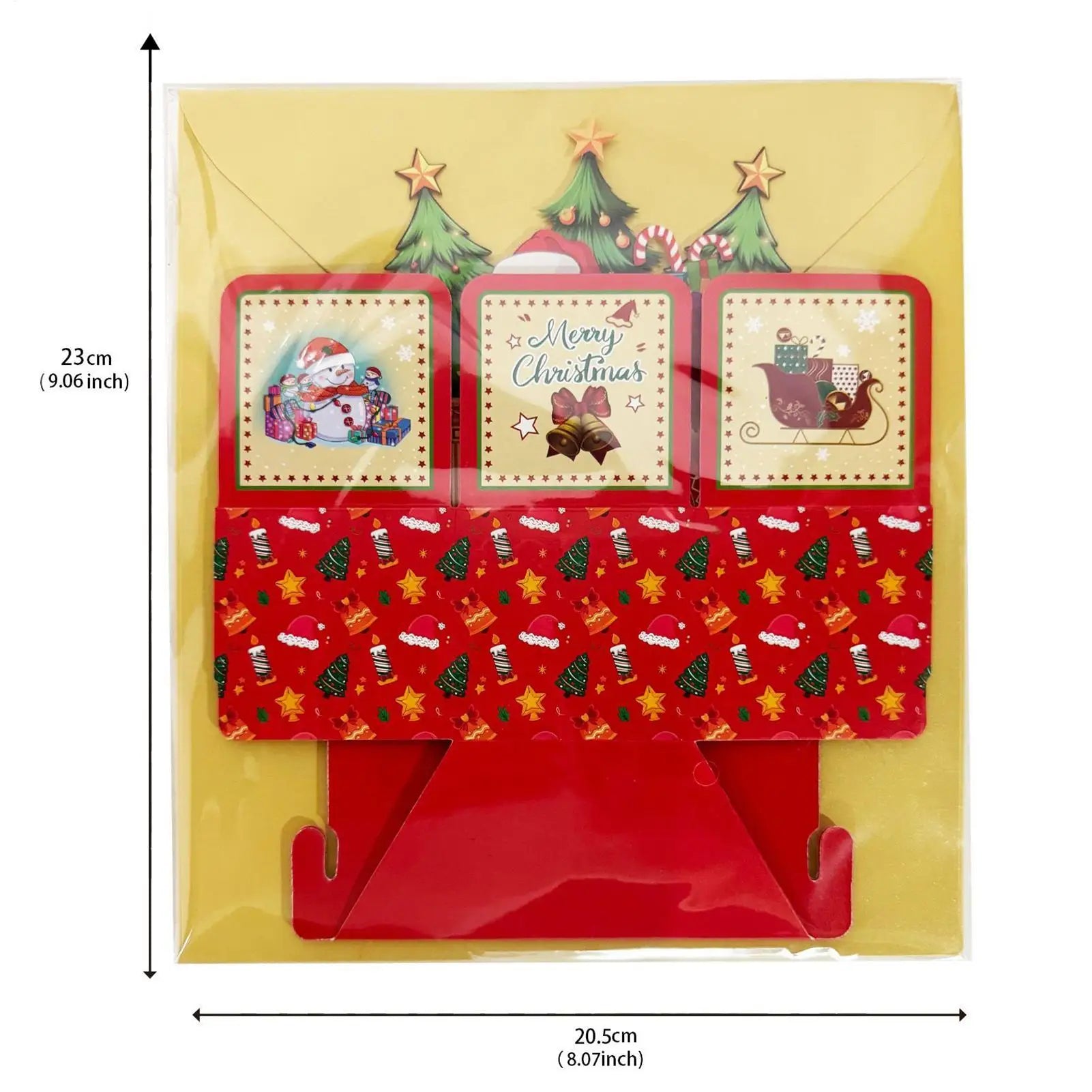 Merry Christmas 3D Cards Popup Santa Festive Greeting Hexagonal Qme