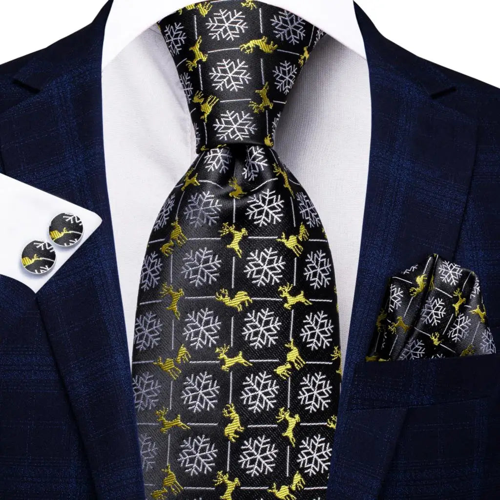 Hi-tie Psialey Black Gold Silk Elegant Tie Men Groom Wedding Necktie