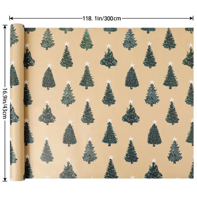 1 Roll Christmas Tree Wrapping Paper - Holiday Christmas and Birthday Decorations, Colorful Gift Wrapping, DIY Party Sup Qme