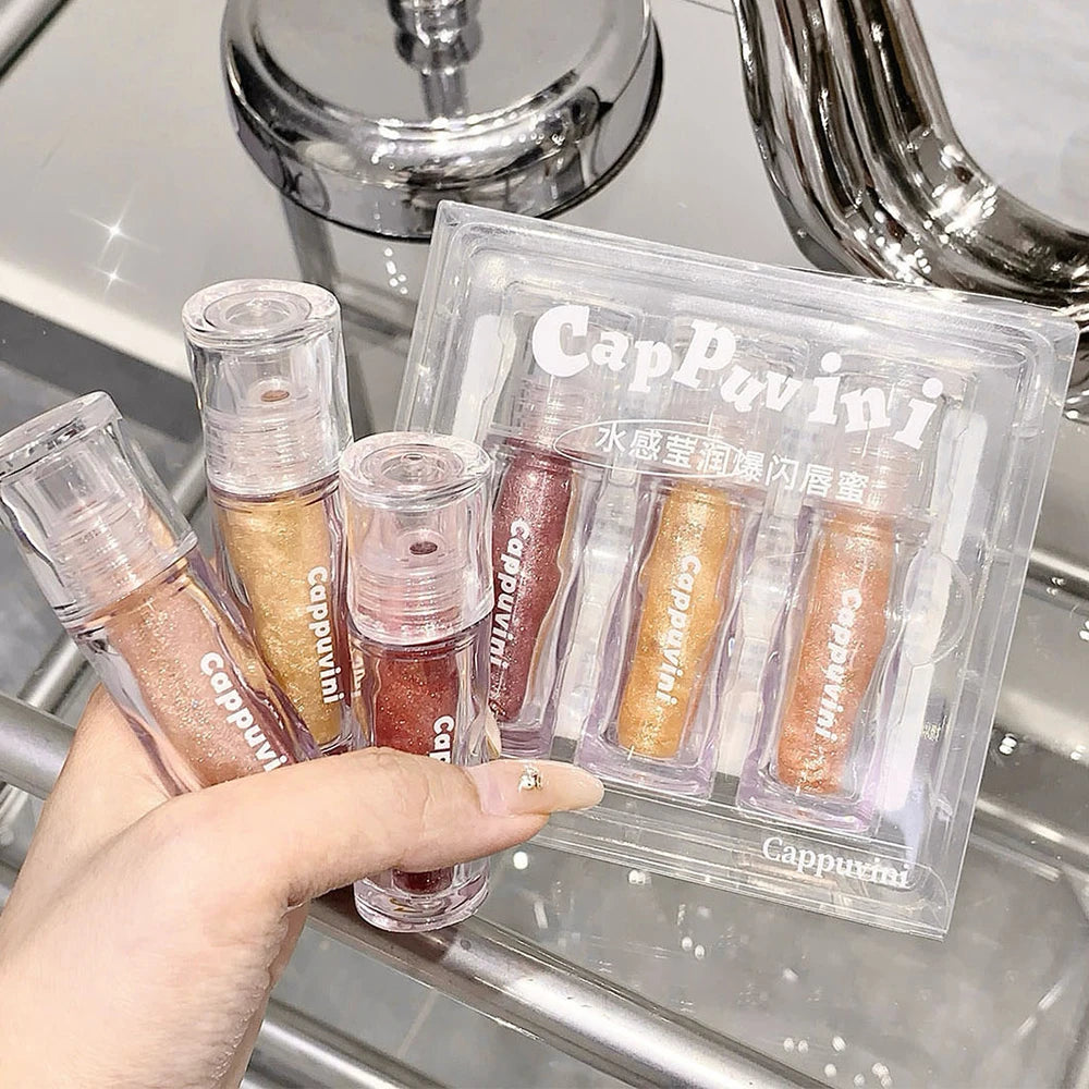 Moisturizing Glitter Lip Gloss-6 Colors Gloss Glossy Non-sticky Makeup Qme
