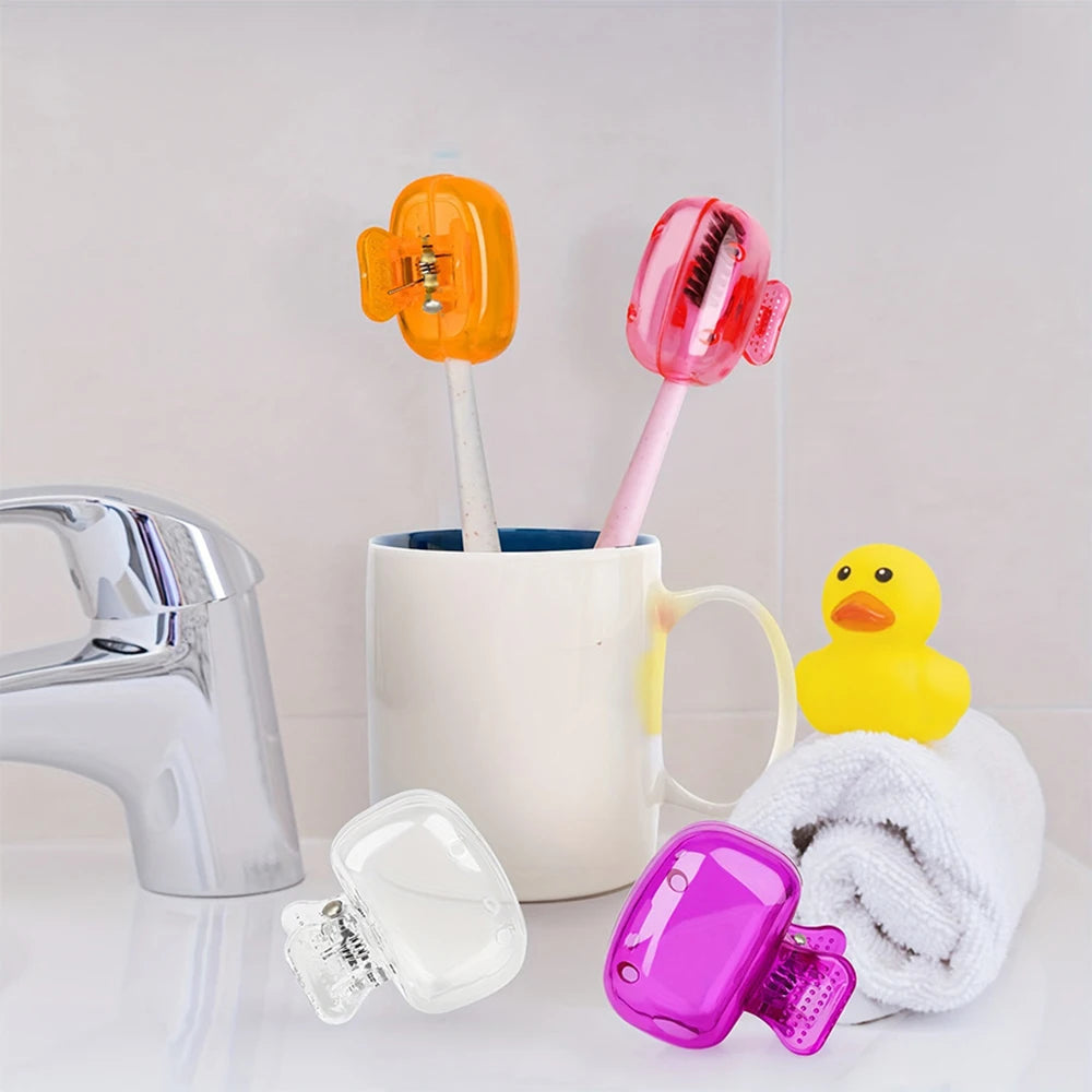 Travel Toothbrush Head Covers Toothbrush Protector Cap Brush Pod Case Protective Portable Plastic Clip For Household Travel Qme