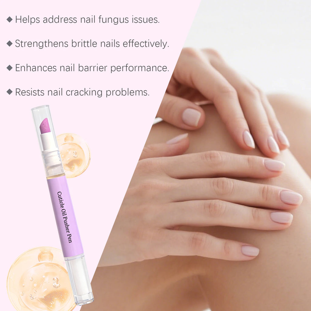 2-in-1 Cuticle Oil Pusher Pen Ceramic Cuticle Pusher & Oil Pen Nail Care Tool for Dry Damaged Nails Moisturize Brighten Qme
