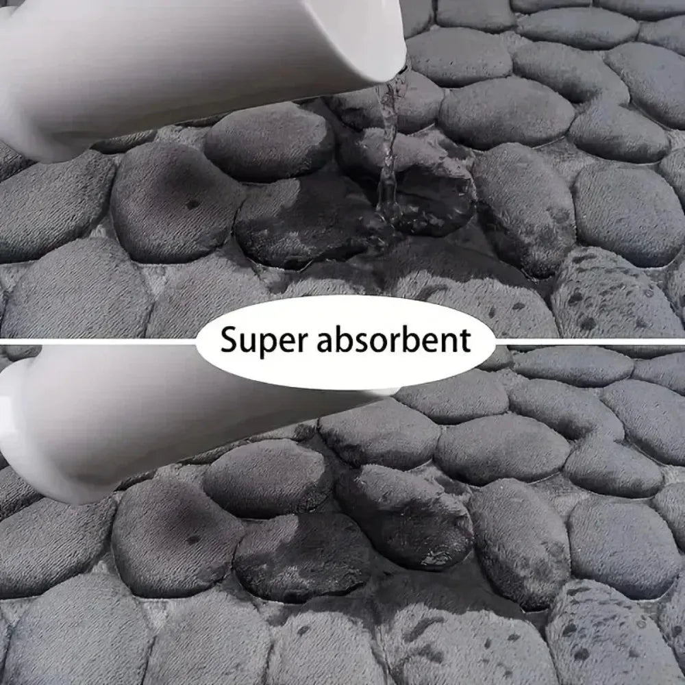U-shaped Bathroom Mat Pebble Pattern Floor Home Entrance Carpets Qme