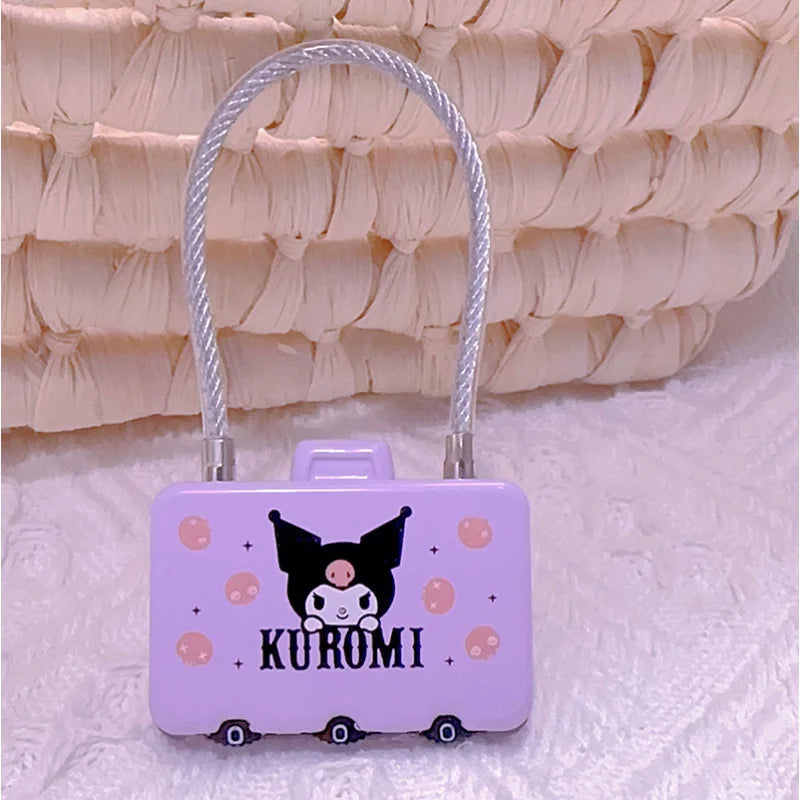 Kuromi Wire Rope Combination Lock Cute Card-Style Luggage for Home Use Small Padlocks for Student Backpacks and Helmets Qme