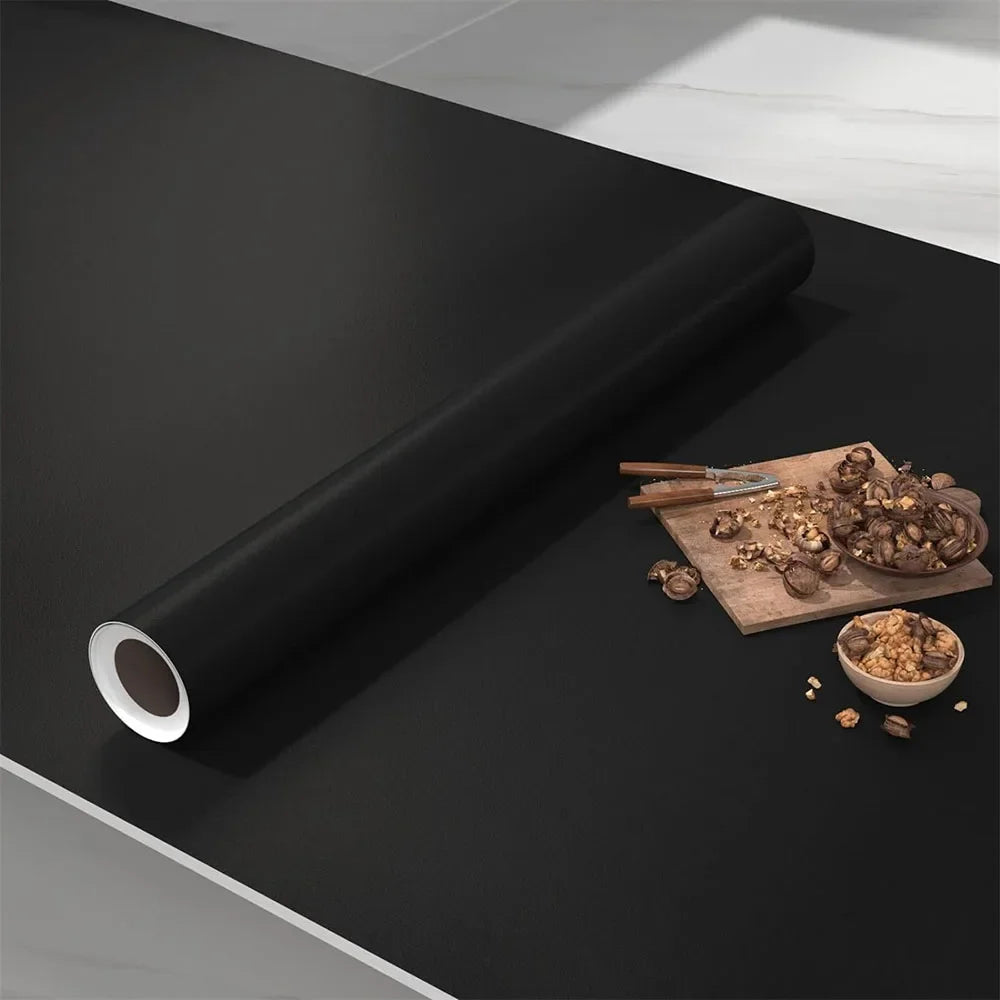 40cm Self-adhesive Film Matt Black Sticker Furniture Kitchen for Cupboards Table Wall DIY Renovation Wallpaper Qme