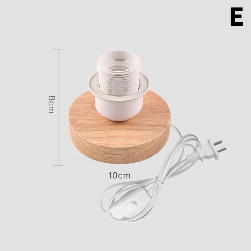 Retro Wood Table Lamp E27 Socket Vintage Desk Base Holder Wooden Qme E
