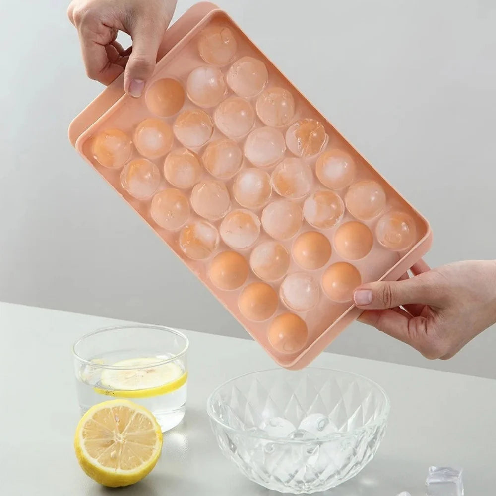 Round Ice Cube Mold Homemade Ice Cube Mold Freezer Ice Ball Maker Mold Ice Cube Maker Tool with Lid Kitchen Tools Accessories Qme