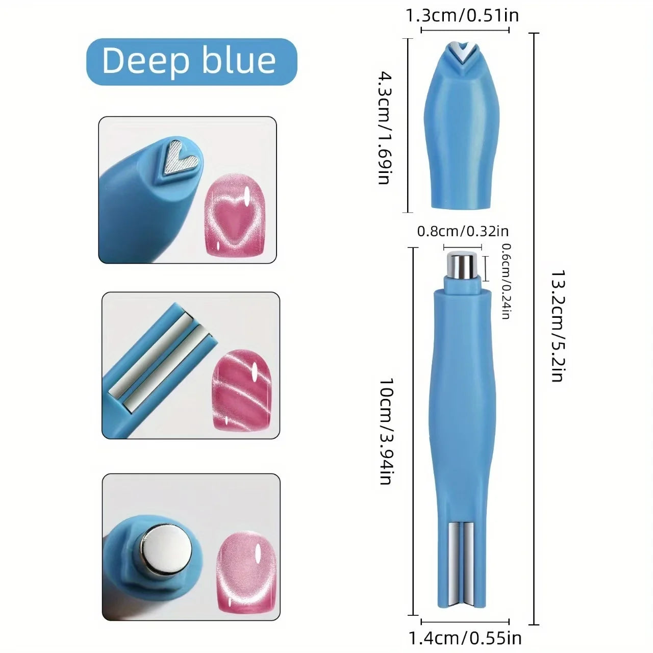 1 Nail Art Heart Snake Cat Eye Design Y2K Checkered Pattern Hearts Qme Deep blue