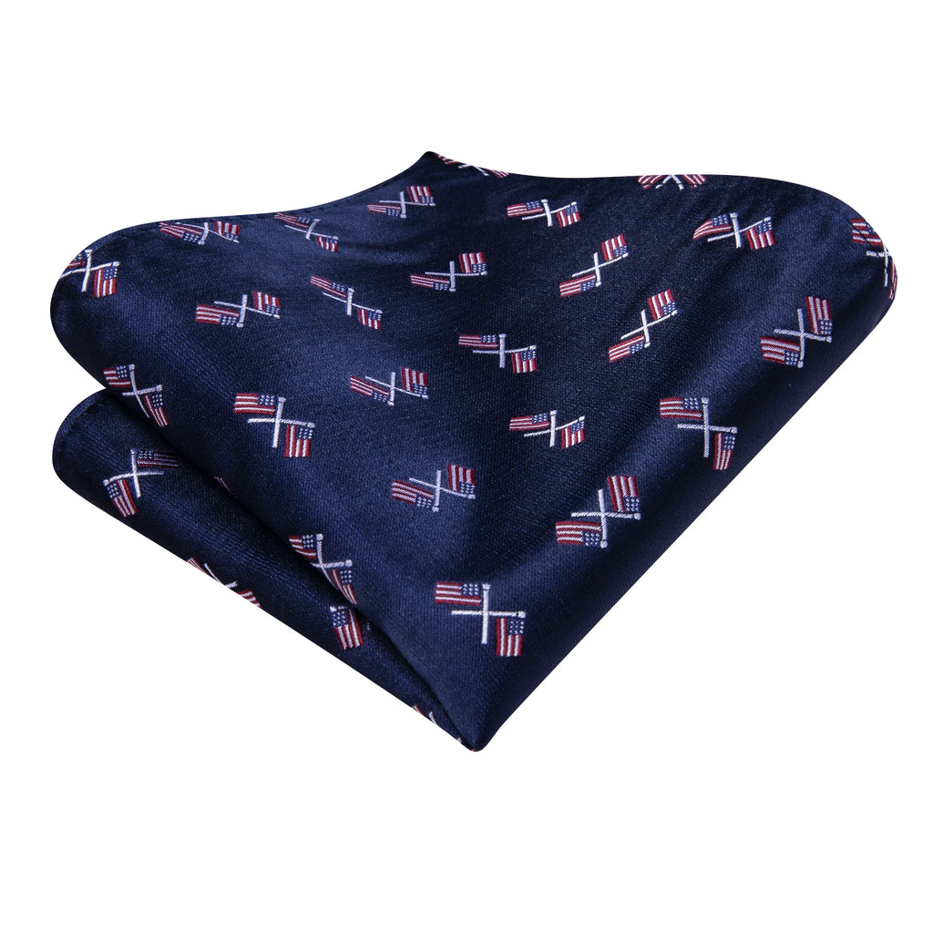 Hi-tie Navy Blue Fashion Mens Elegant Tie Handkerchief Cufflinks Qme