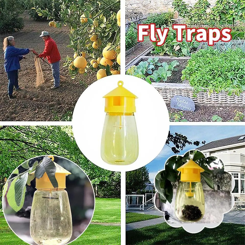 Fruit Fly Trap Killer Yellow Plastic Drosophila Trap Anti Fly Fruit Fly Killer Catcher Orchard Insect Trap Pest Control Tool Qme