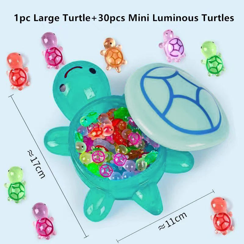Night Glow Large Turtle+mini Luminous Turtles Figurines Glowing Qme BL1