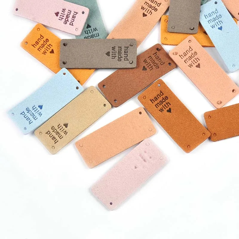 20Pcs 2x5cm Colorful Letter Handmade Crafts Embossed Labels For Sew On Clothes Accessories Garment Leather Tags DIY Supplies Qme