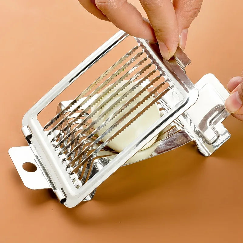 1pc Egg Cutter Multifunctional Manual Stainless Steel Fancy Egg Cutter Household Egg Luncheon Meat Fruit Vegetable Slicer Qme