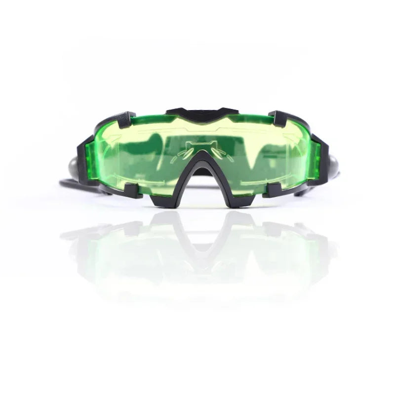 Night Vision Adjustable LED Glasses With Flip - out Light, Windproof Motorcycle Motorbike Racing Hunting Eyewear Goggles Qme