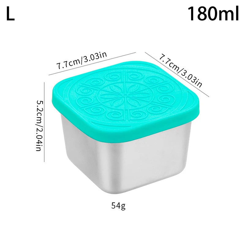 1 Stainless Steel Salad Box Snack Seasoning Container Silicone Lids Qme L Sky blue