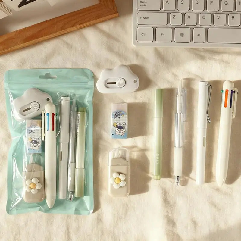7-Pcs Stationery High-quality Student Graduation Neutral Pen Learning Qme white