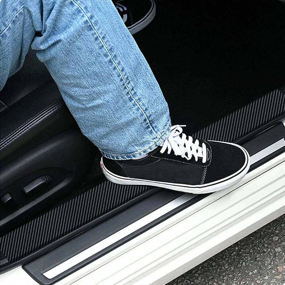 Car Door Edge Guards Door Sill Protector Black Waterproof 3D Carbon Fiber Anti Collision Film Scratch Cover Strip Stickers Tape Qme