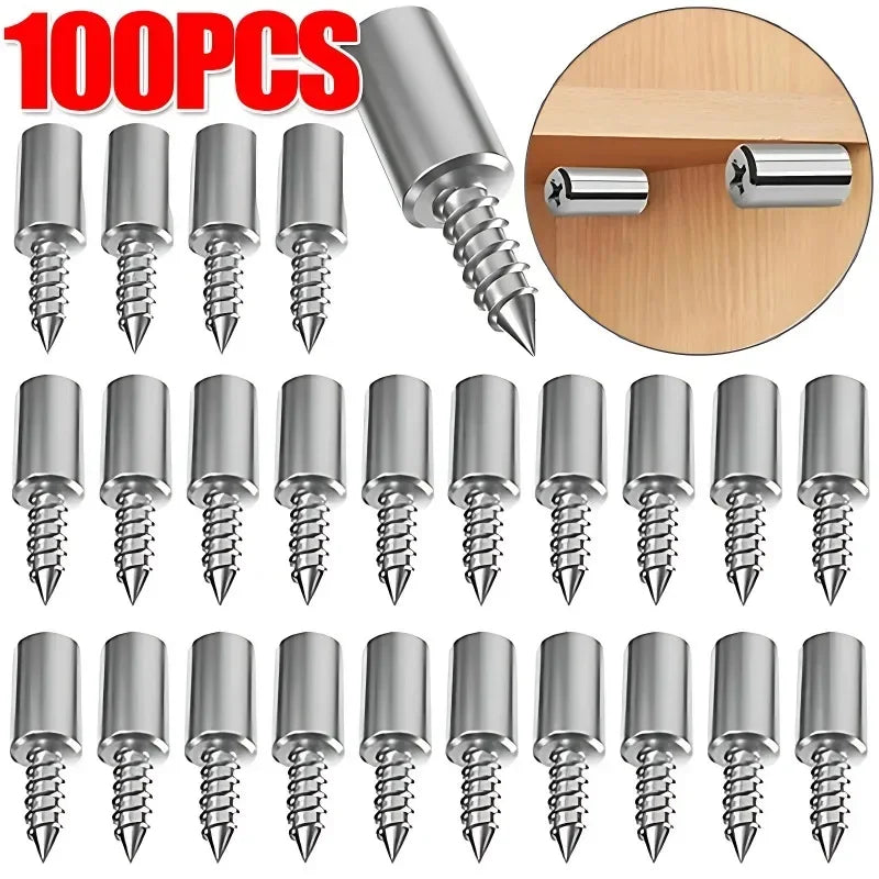 100/10PCS Self Tapping Screw Layer Plate Holder Wardrobe Septum Brackets Fixed Screw Shelf Support Pegs with Non-Slip Sleeve Qme