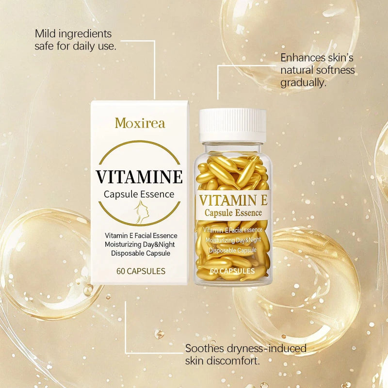 60 Capsules Serum Vitamin E Lightweight Texture Moisturizing Qme