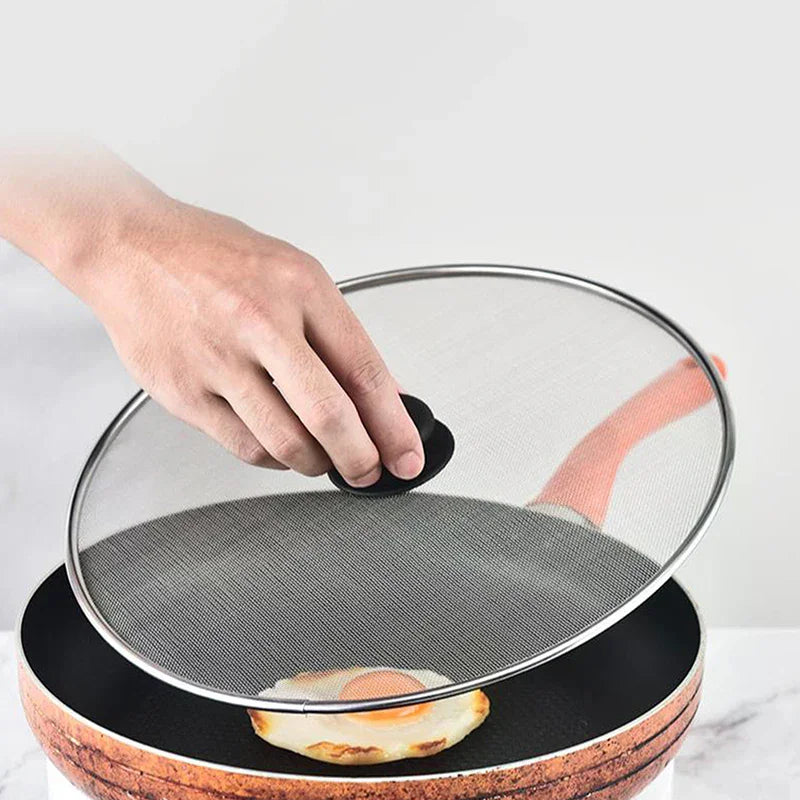 Black Splatter Screen Anti Grease Frying Pan Oil Splash Guard Lid Fine Mesh Splash Guard Cover Lid Kitchen Tools Qme