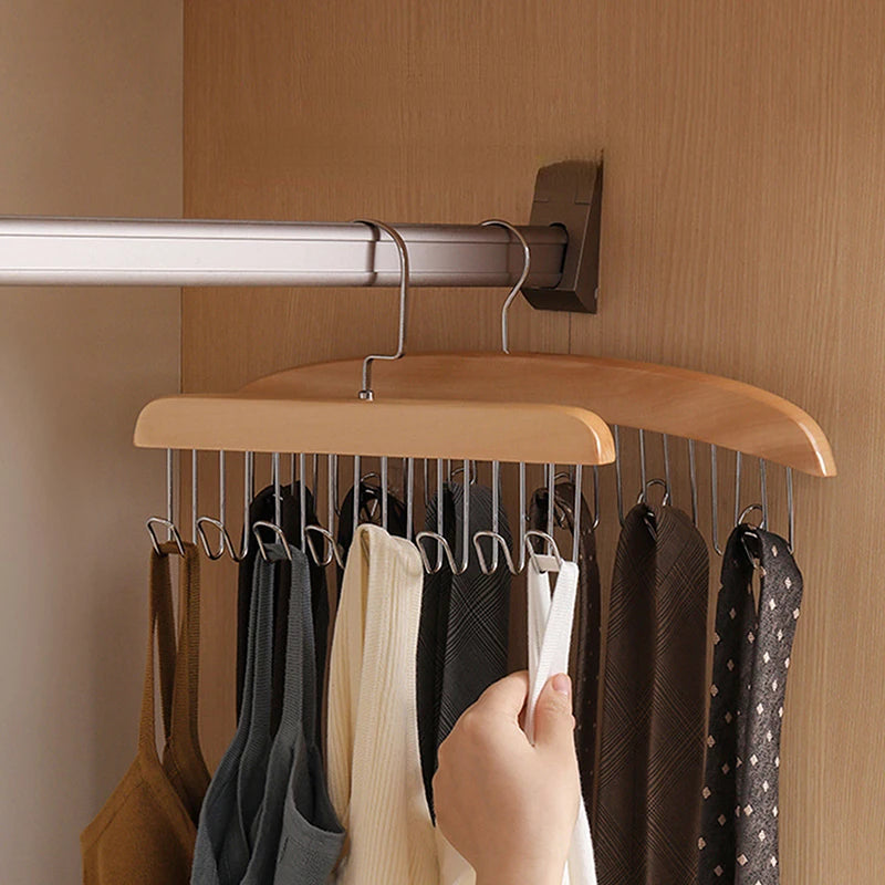 Non Slip Space Saving Wardrobe Clothing Storage Holder Wood Belts Qme
