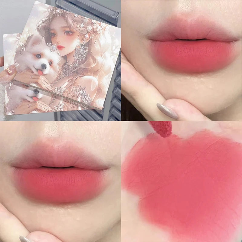 Airy Matte Liquid Lipstick Waterproof Long Lasting Velvet Lip Gloss Non-Stick Cup Nude Lip Mud Brown Pink Lip Tint Cosmetics Set Qme