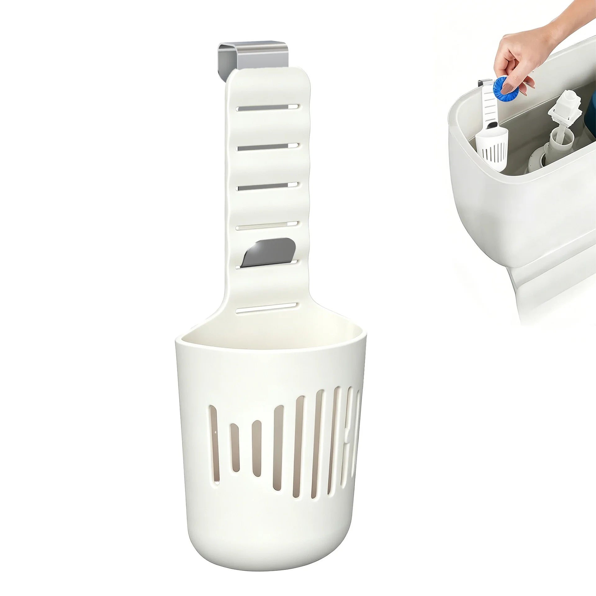 Toilet Tank Cleaning Tablet Holder Anti-bacterial Deodorizing Fits Qme WHITE