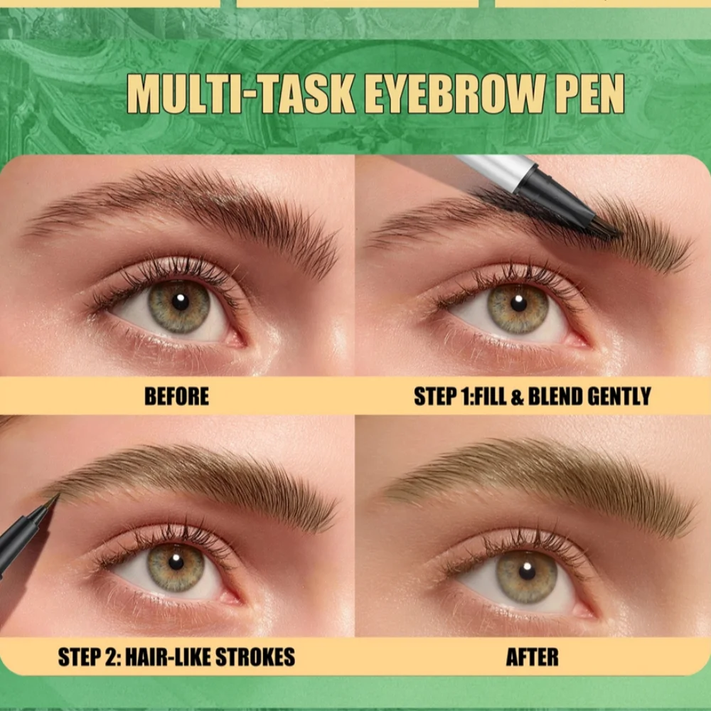  2 In 1 Dual-ended Eyebrow Pencil Eyeliner Waterproof Sweat-proof Smudge-proof Fade-resistant 4D Lasting Liquid Eyebrow Qme