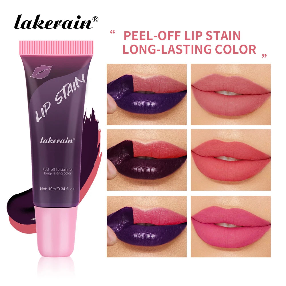 Tube Lip Gloss Peel and Stick Lip Stain Longlasting Waterproof Matte Pink Peel-off Tinted Transfer Resistant Natural Lip Color Qme