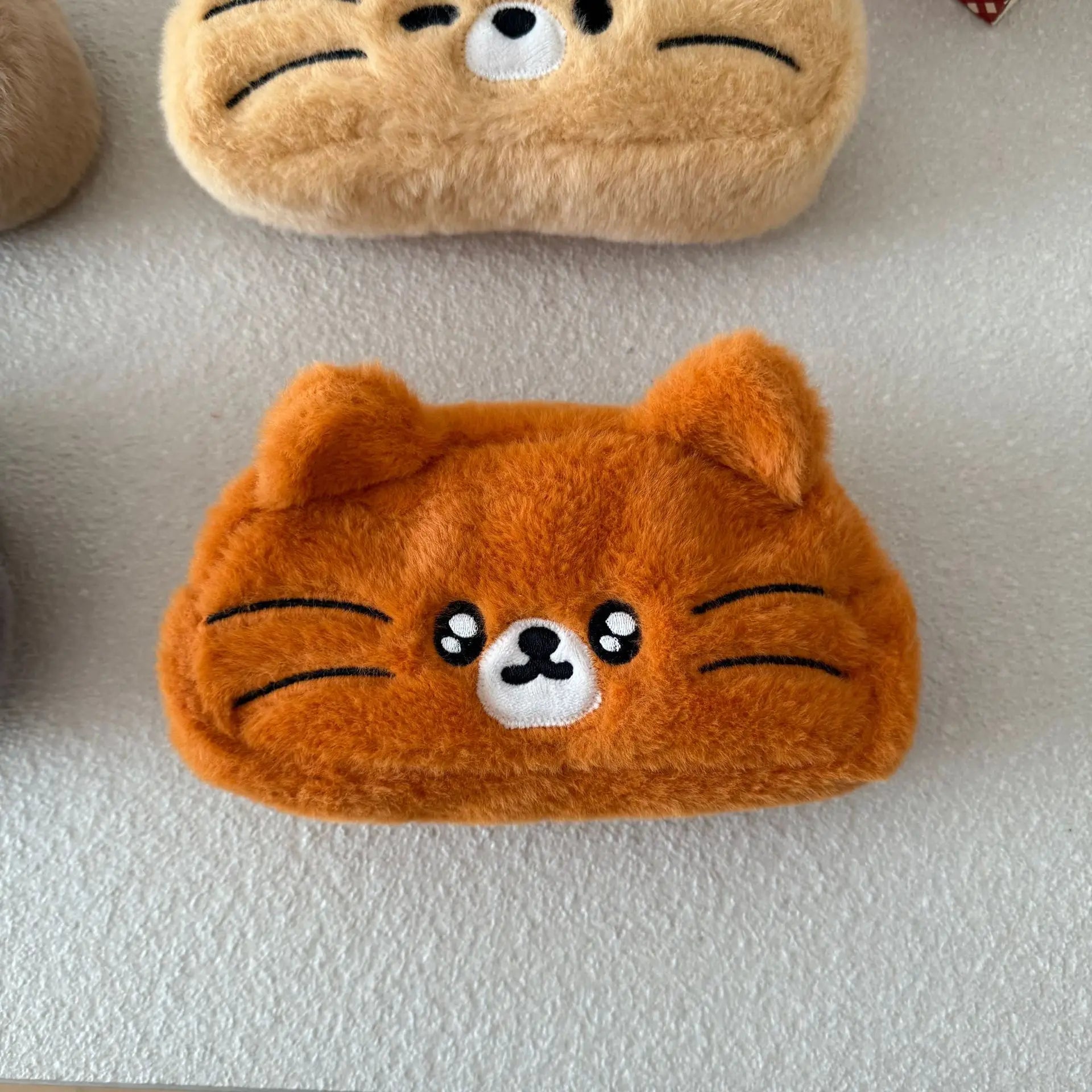 Cute Cartoon Embroidered Plush Cat Printed Pencil Case Student Qme A8