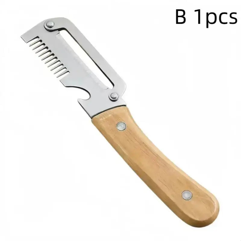 Stainless Steel Peeler Wooden Handle Peeling Slicing Fruits Qme 1pcs B