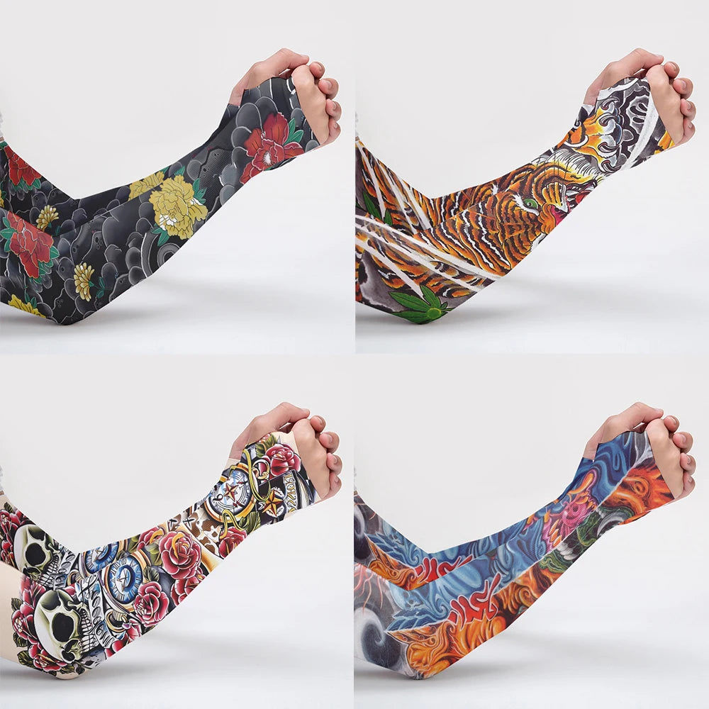 Fashionable Tattoo Manuscript Printed Ice Sleeves Summer Sun UV Qme