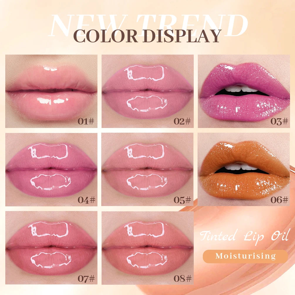 QIBEST Transparent Mirror Water Gloss Lip Gloss Moisturizing Liquid Lipstick Crystal Jelly Lip Oil Plumping Lip Tint Balm Makeup Qme