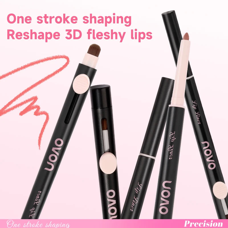 Double-Ended Lip Liner Pen, Lipstick, Long-Lasting Matte Finish, Waterproof, Easy To Apply, No Clumping, Full Coverage Qme