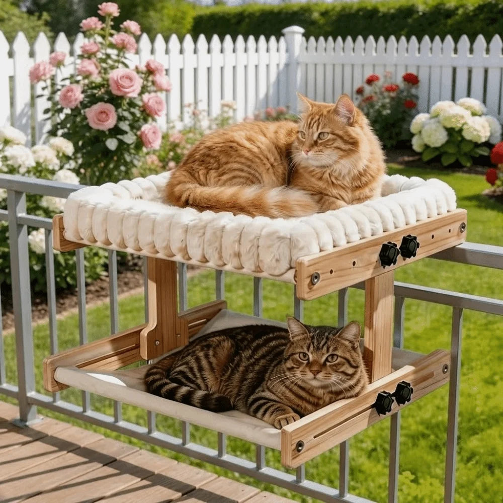 Easy To Assemble Adjustable Cat Window Perch Wooden Frame Detachable Cat Hammock Cushion Cat Window Bed Home Use Qme