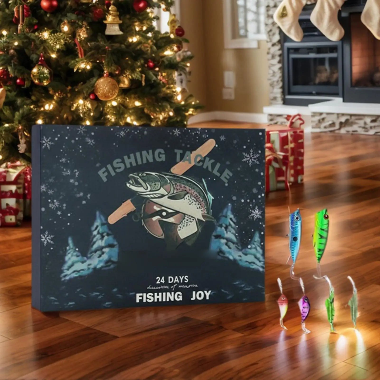 Christmas Advent Fishing Lure Calendar Outdoor Angling 24 Day Count Qme