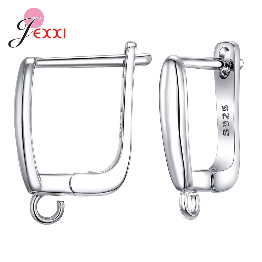 Genuine 925 Sterling Silver Color Earrings Findings For DIY Jewelry Accessory High Quality Women Girls Jewelry Component Qme I