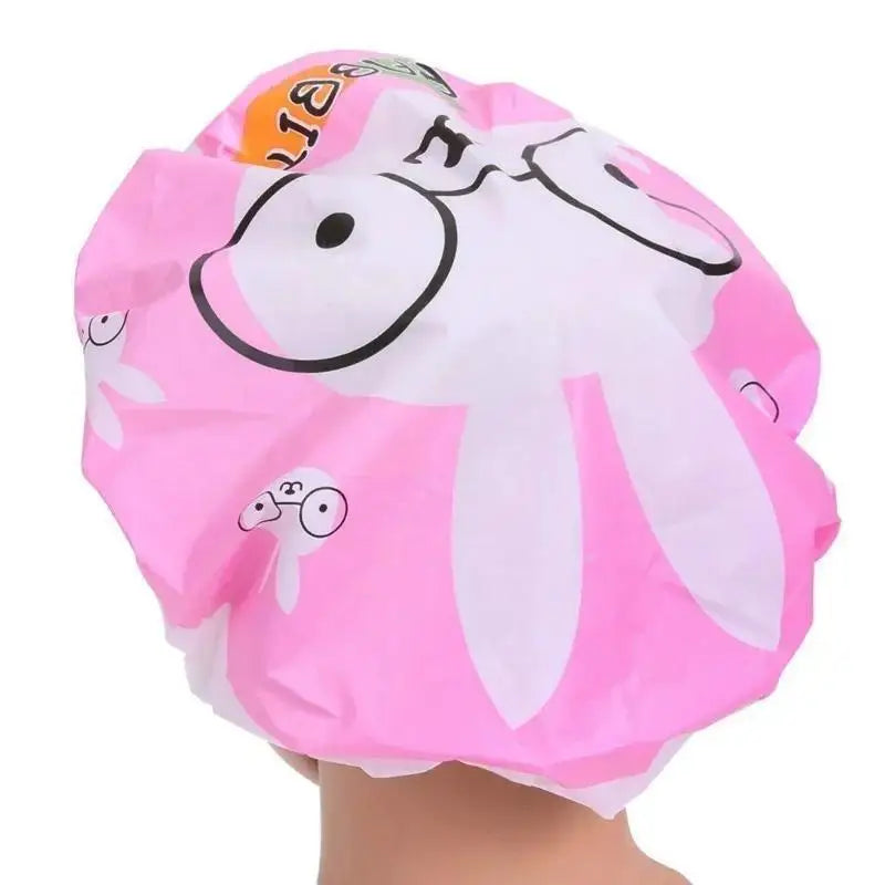 4Pcs/lot Random Style Lovely Cartoon Women Shower Caps Colorful Bath Shower Hair Cover Adults Waterproof Bathing Cap Animal Qme
