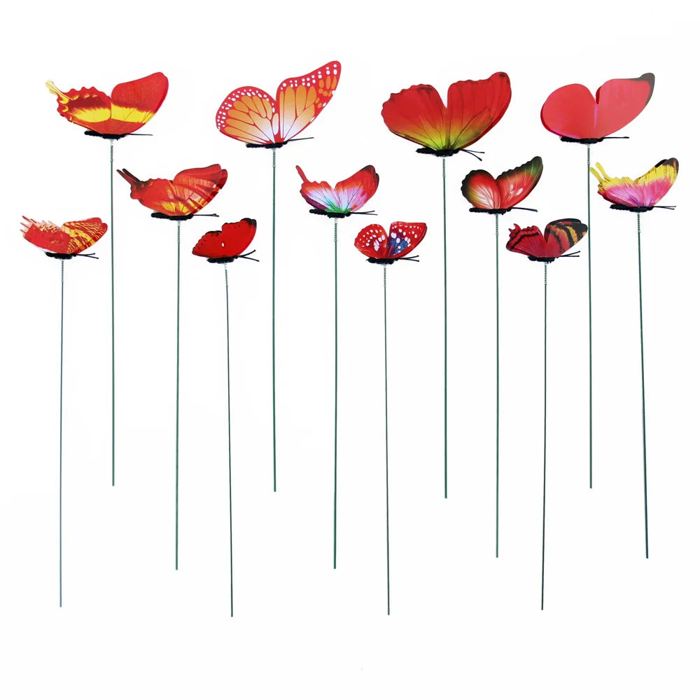 Colorful Butterflies Garden Stake Yard Planter Butterfly Stakes Qme Red