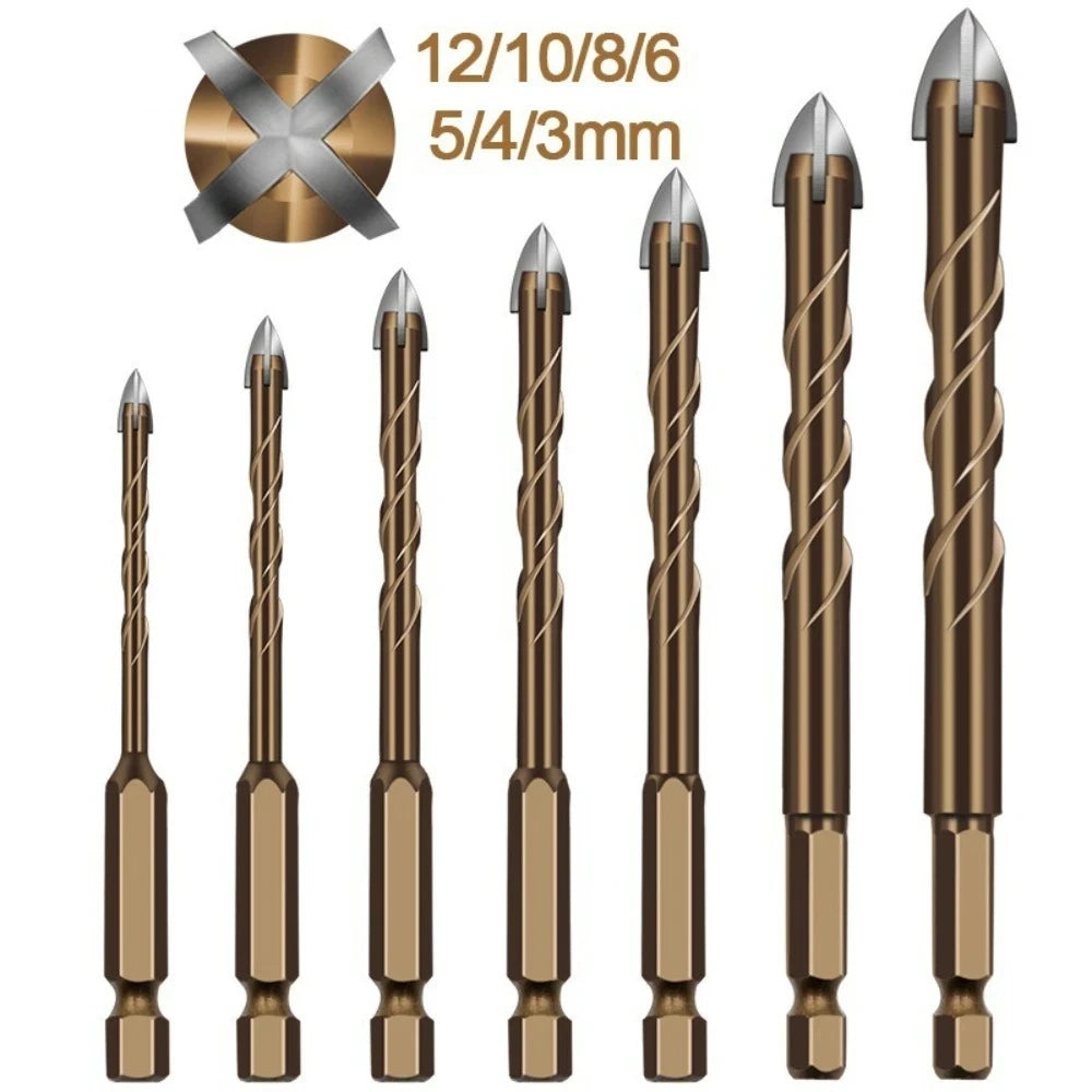 Hard Metal Hex-Shank Drill Bit Sets Tungsten Carbide Hole Cutter Tool For Wall Brick Glass Tile 3mm-12mm Qme