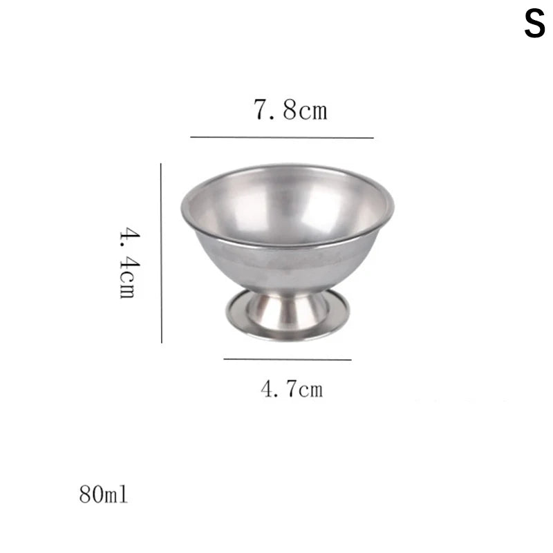 Ice Cream Cups Salad Bowl Stainless Steel Bowl Dessert Fruit Plate Snack Dish Party Supplies Qme S